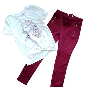 Knit Works Girls Unicorn Short Sleeve‎ Outfit Size 6/6X